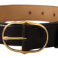 Dolce & Gabbana Elegant Black Leather Belt with Gold Buckle