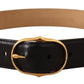 Dolce & Gabbana Elegant Black Leather Belt with Gold Buckle