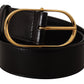 Dolce & Gabbana Elegant Black Leather Belt with Gold Oval Buckle