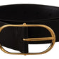 Dolce & Gabbana Elegant Black Leather Belt with Gold Oval Buckle