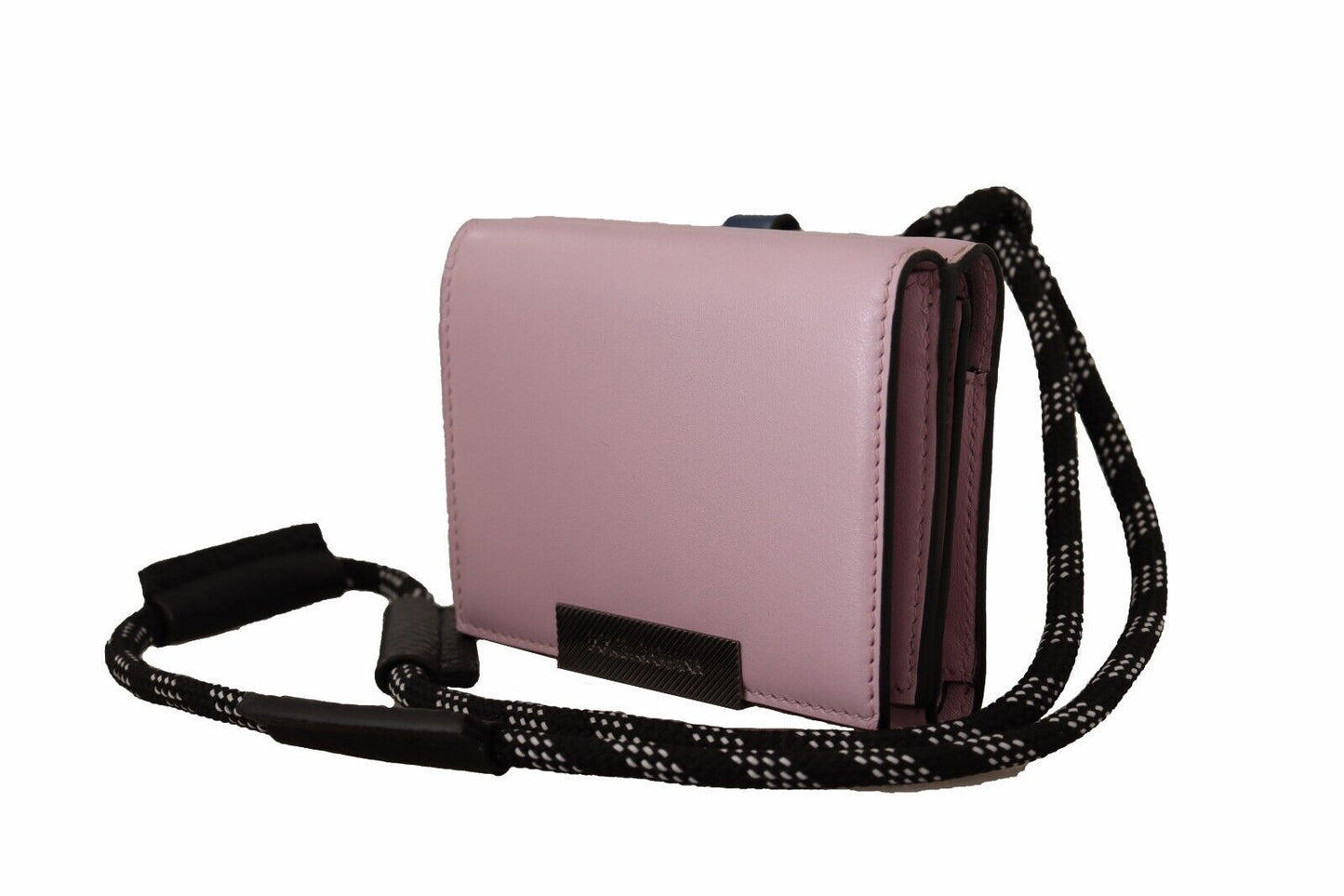 Dolce & Gabbana Elegant Pink Bifold Leather Wallet with Neck Strap