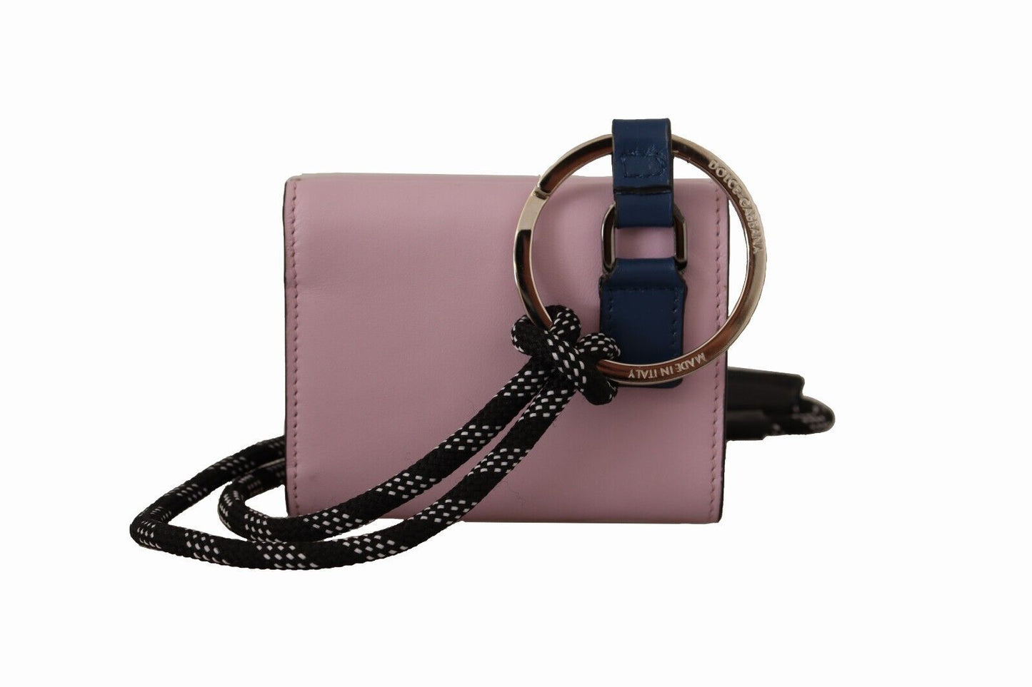 Dolce & Gabbana Elegant Pink Bifold Leather Wallet with Neck Strap