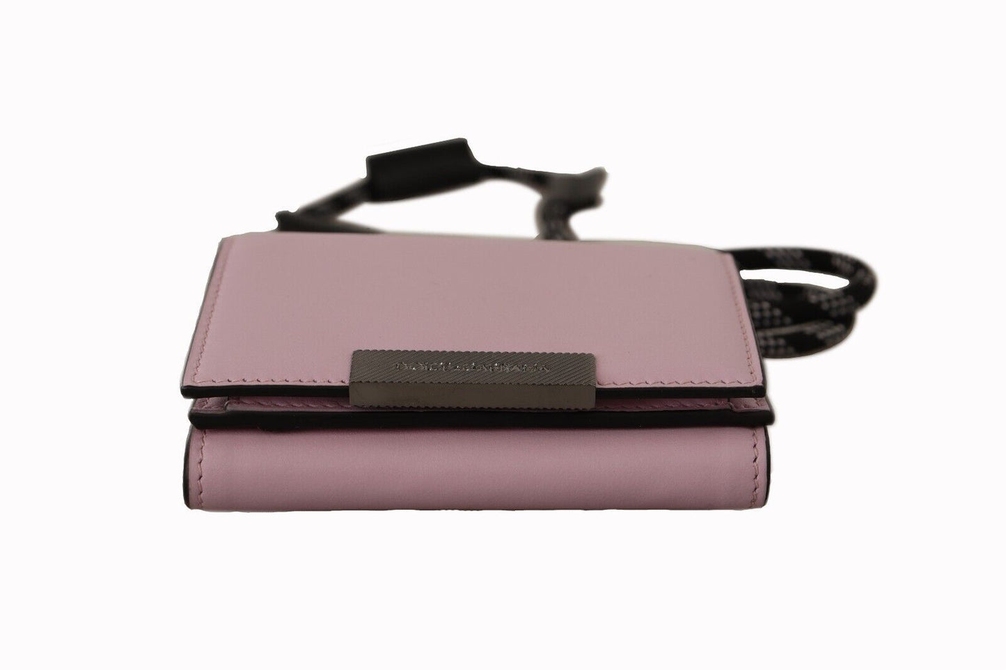 Dolce & Gabbana Elegant Pink Bifold Leather Wallet with Neck Strap