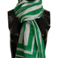 Dolce & Gabbana Elegant Striped Cotton Scarf with Logo Print