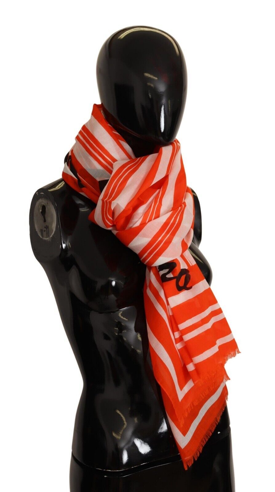 Dolce & Gabbana Elegant Striped Cotton Scarf with Logo Print