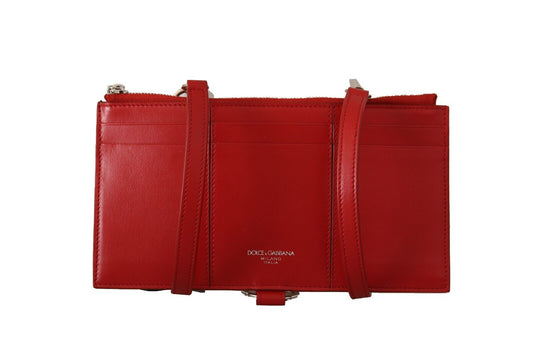 Dolce & Gabbana Elegant Red Leather Sling Wallet