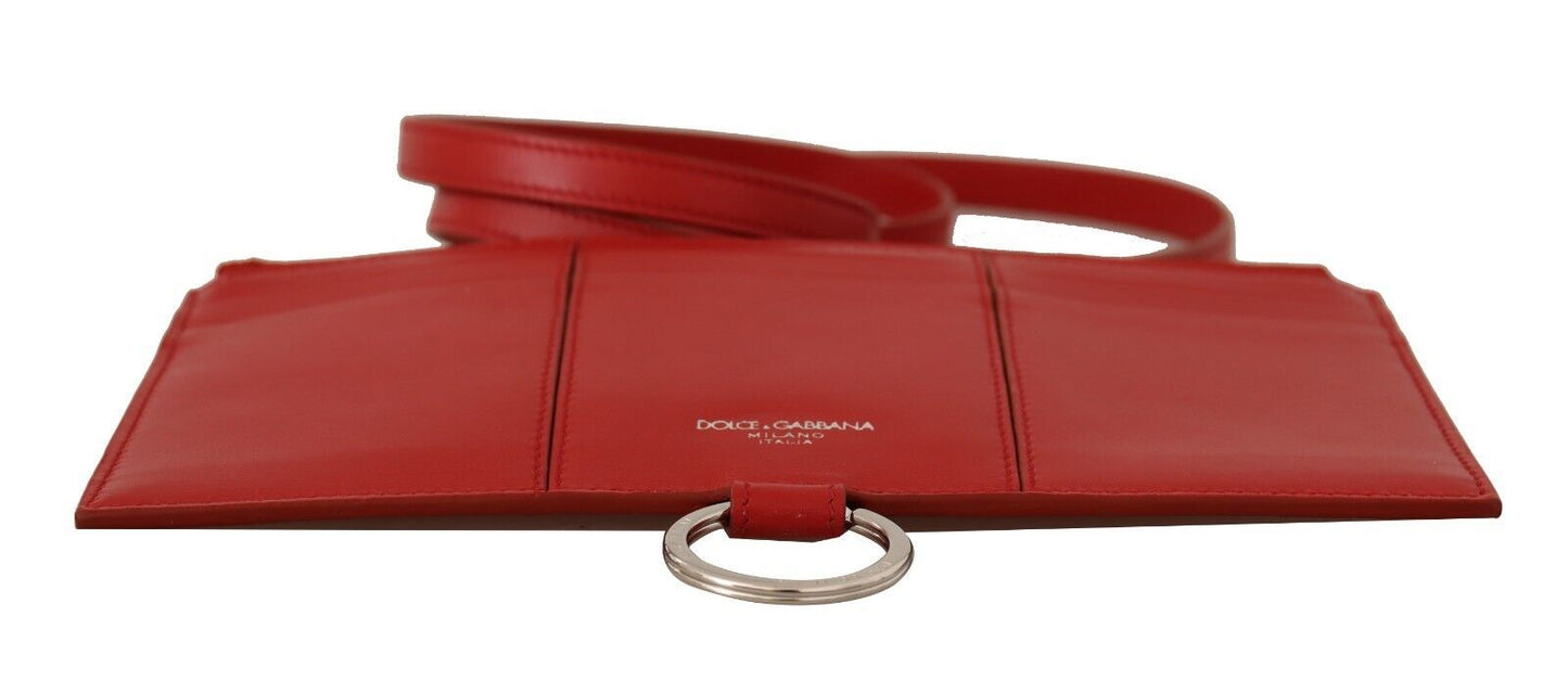 Dolce & Gabbana Elegant Red Leather Sling Wallet