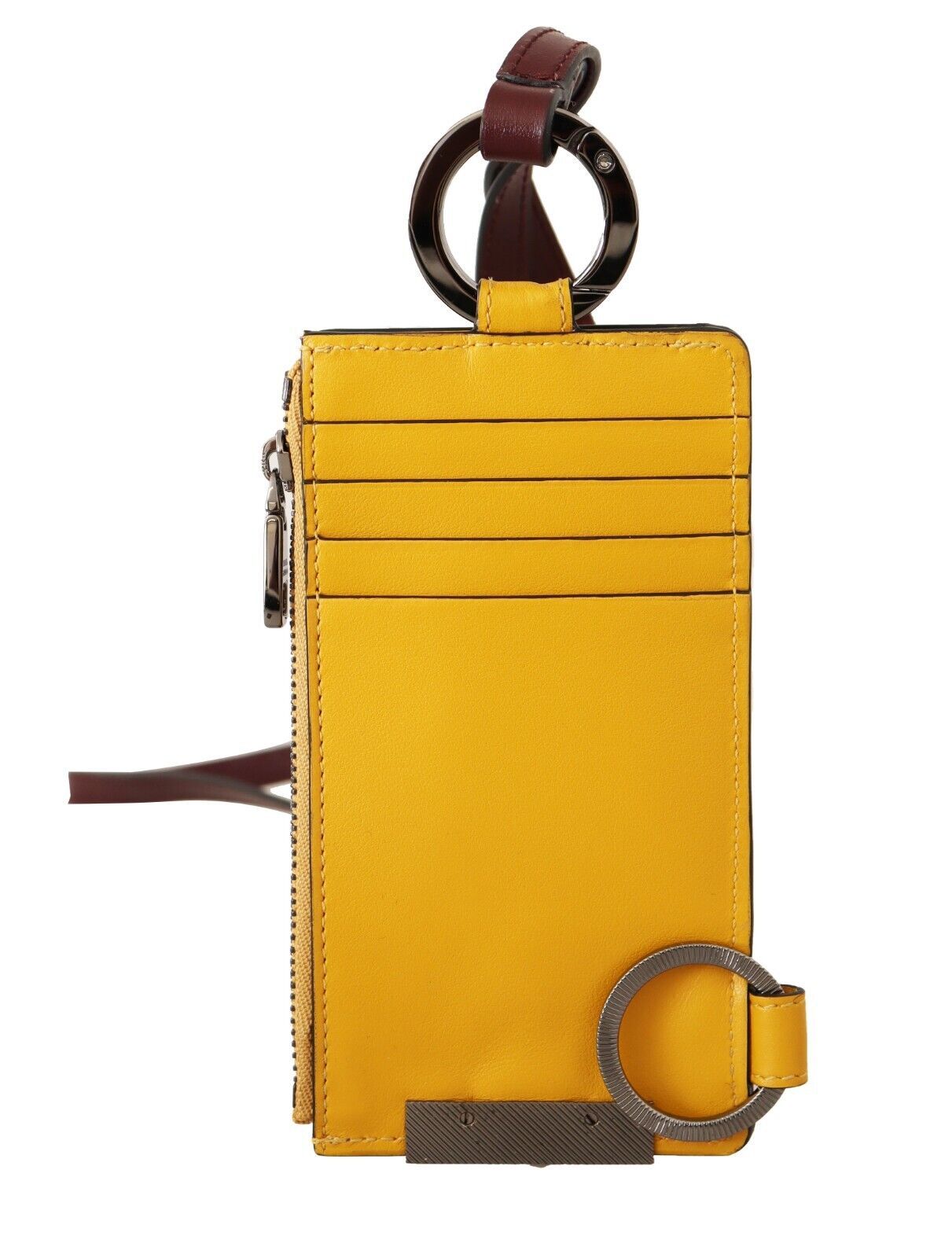 Dolce & Gabbana Elegant Yellow Leather Card Holder with Strap