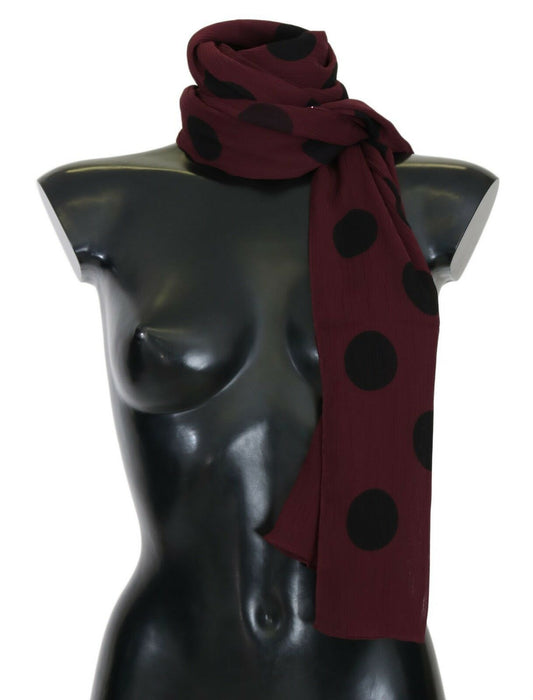 Dolce & Gabbana Elegant Bordeaux Polka Dot Scarf Wrap