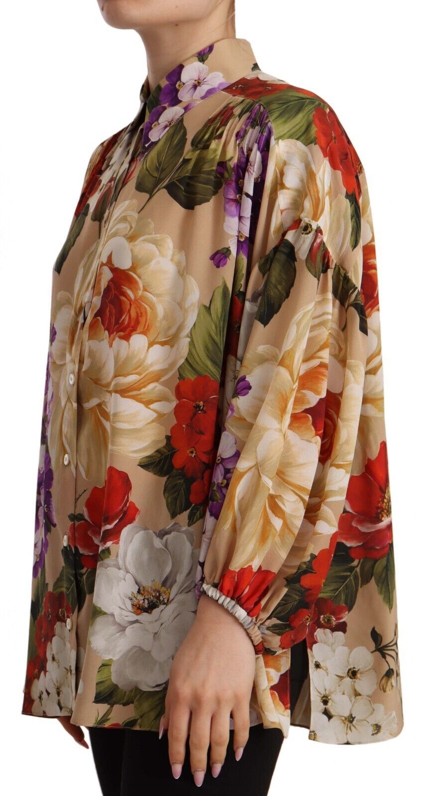 Dolce & Gabbana Elegant Floral Silk Long Sleeve Top