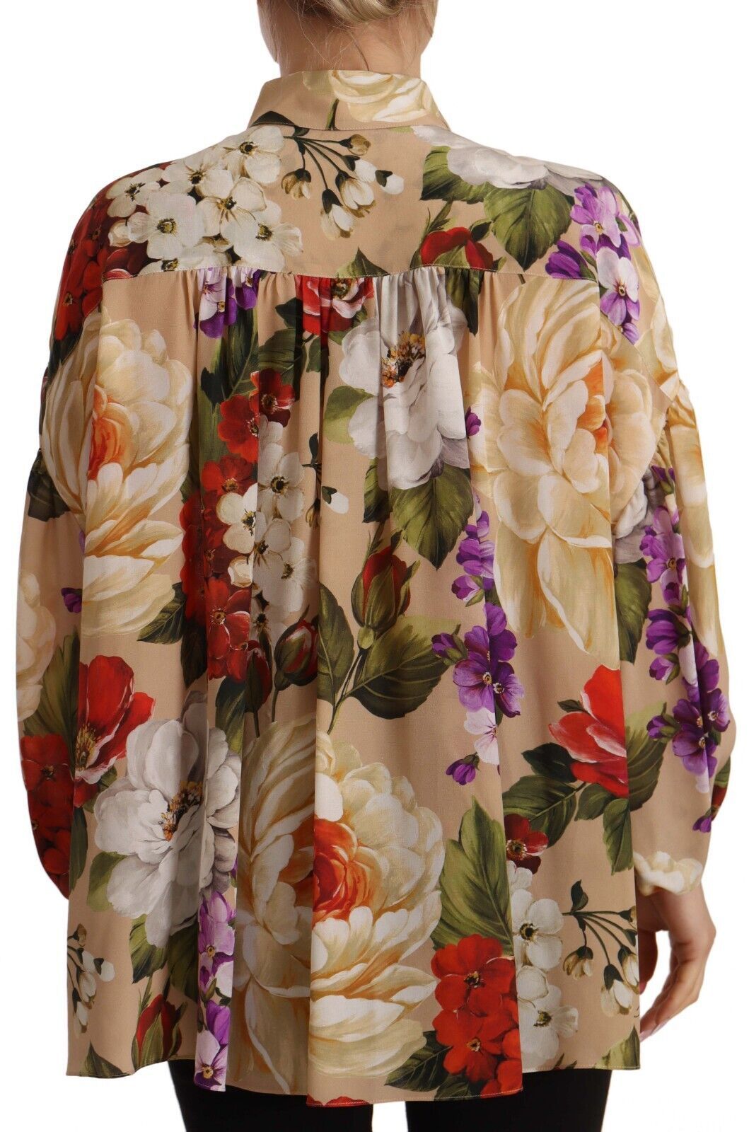 Dolce & Gabbana Elegant Floral Silk Long Sleeve Top