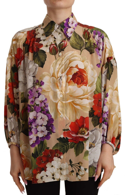 Dolce & Gabbana Elegant Floral Silk Long Sleeve Top