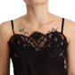 Dolce & Gabbana Elegant Black Silk Lace Chemise Babydoll