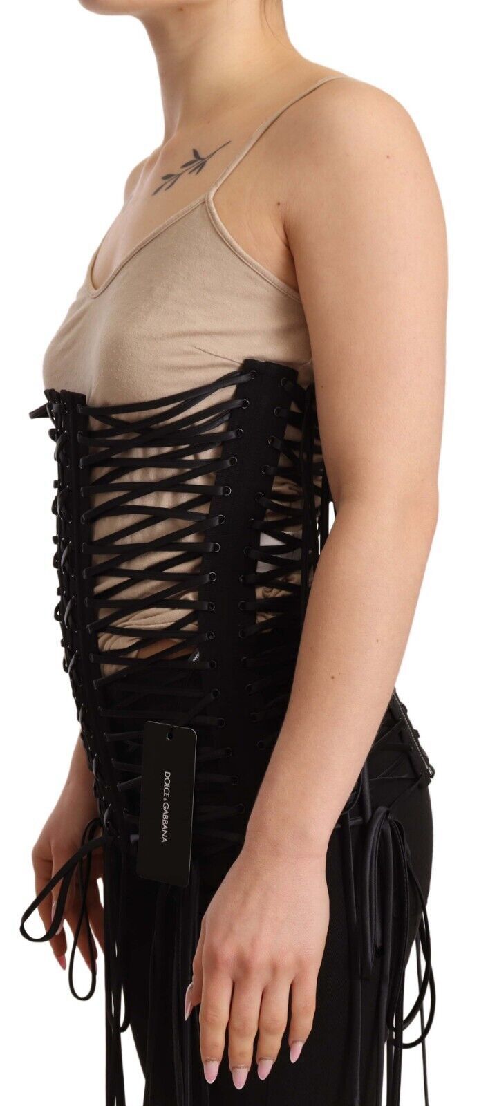 Dolce & Gabbana Chic Black Corset Top With Double Zip Closure