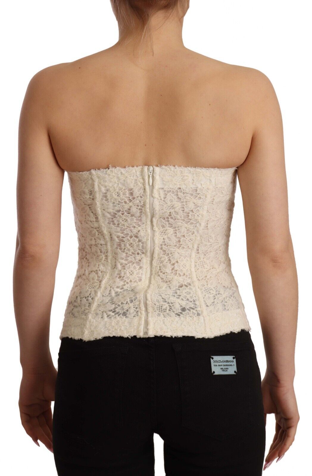 Ermanno Scervino Chic Off-White Floral Lace Corset Top