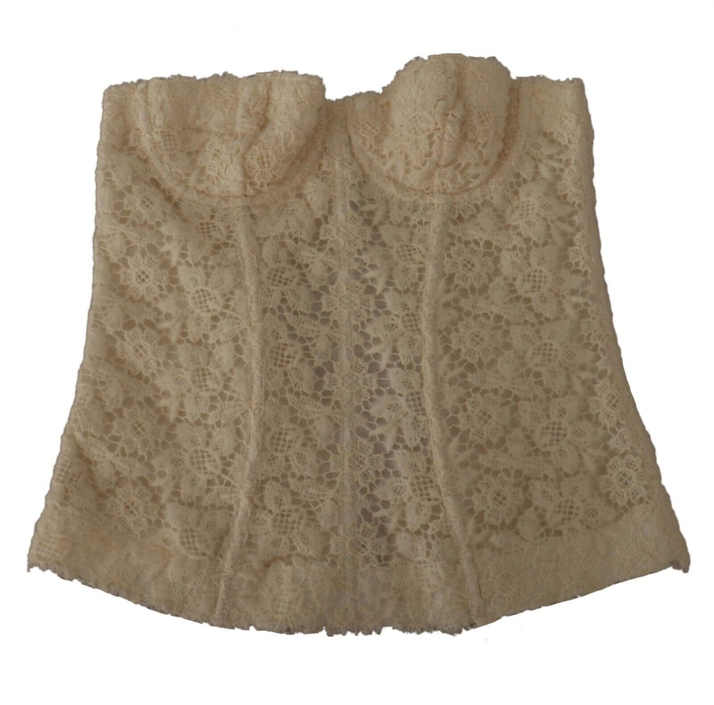 Ermanno Scervino Chic Off-White Floral Lace Corset Top