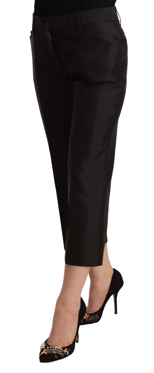 Dolce & Gabbana Chic Silk Cropped Trousers in Timeless Black