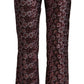 House of Holland High Waist Jacquard Flared Cropped Trousers