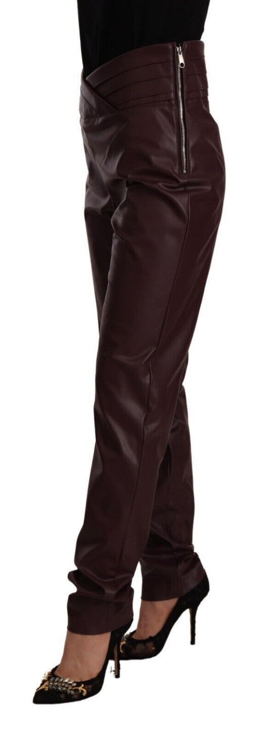 Patrizia Pepe High Waist Skinny Trousers in Dark Brown