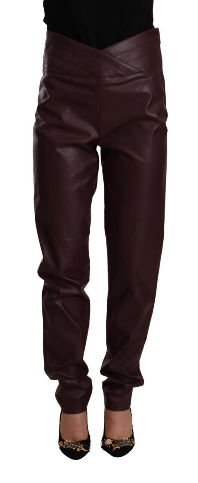 Patrizia Pepe High Waist Skinny Trousers in Dark Brown