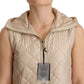 Ermanno Scervino Beige Hooded Quilted Sleeveless Jacket