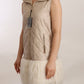 Ermanno Scervino Beige Hooded Quilted Sleeveless Jacket