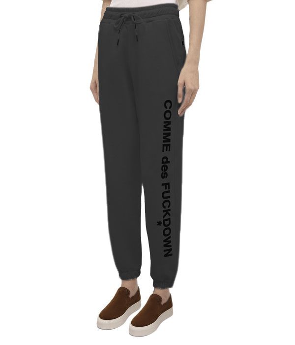 Comme Des Fuckdown Chic Gray Logo Print Drawstring Tracksuit Trousers