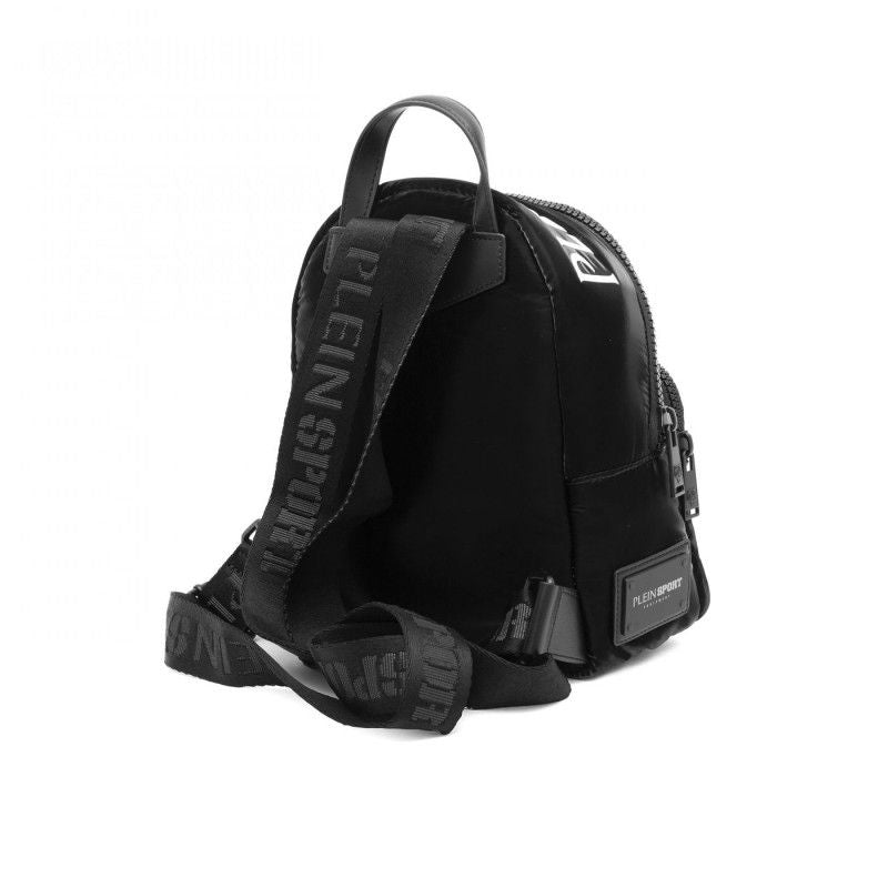 Plein Sport Sleek Black Designer Backpack with Iconic Logo