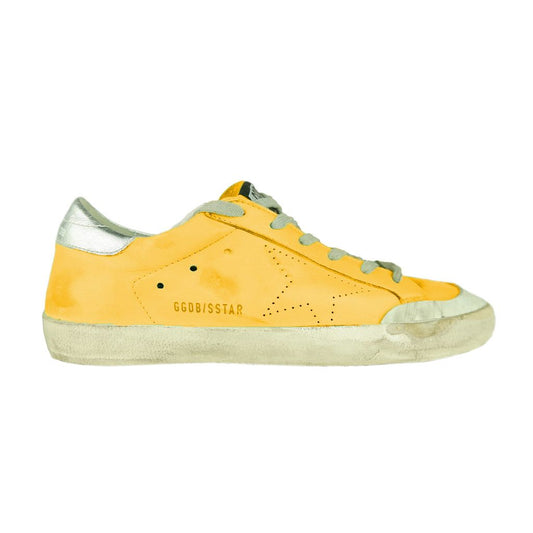 Golden Goose Sunshine Yellow Leather Sneakers with Silver Accents