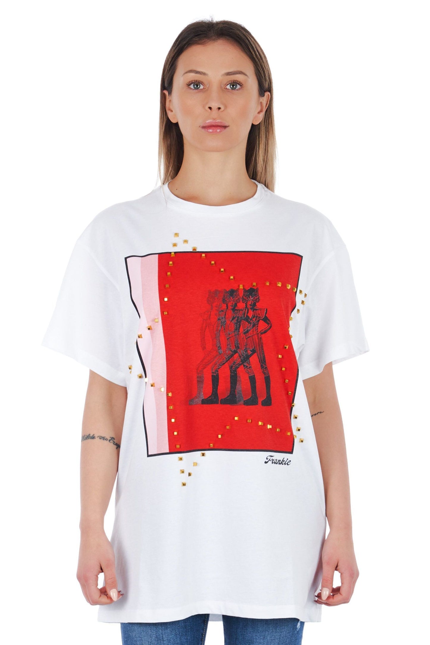 Frankie Morello White Cotton Women T-Shirt