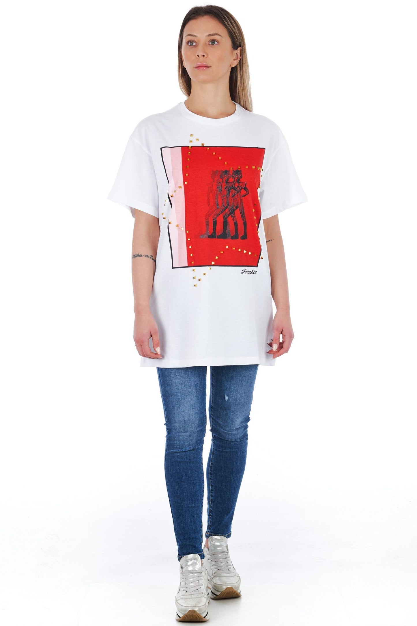 Frankie Morello White Cotton Women T-Shirt