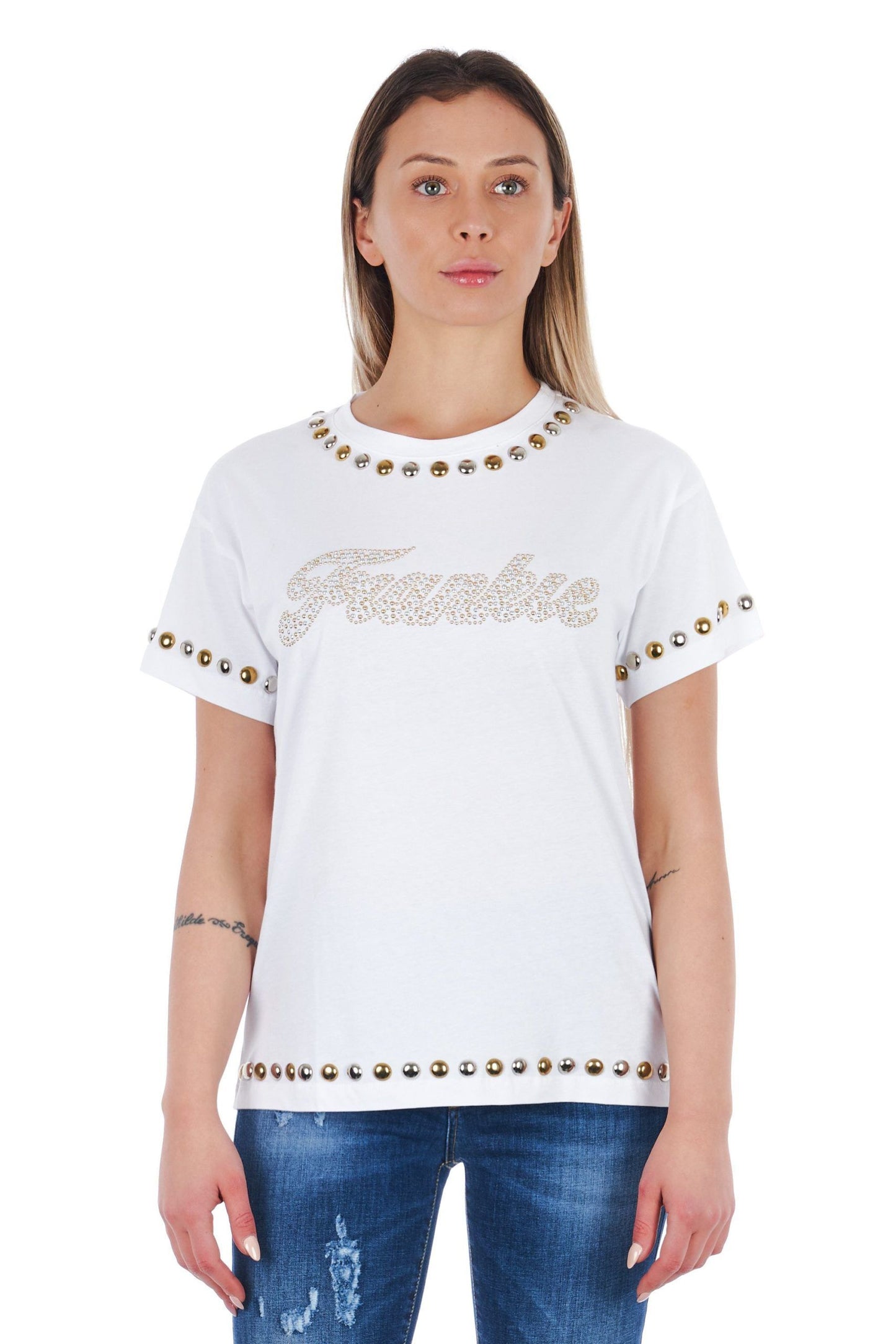 Frankie Morello White Cotton Women T-Shirt