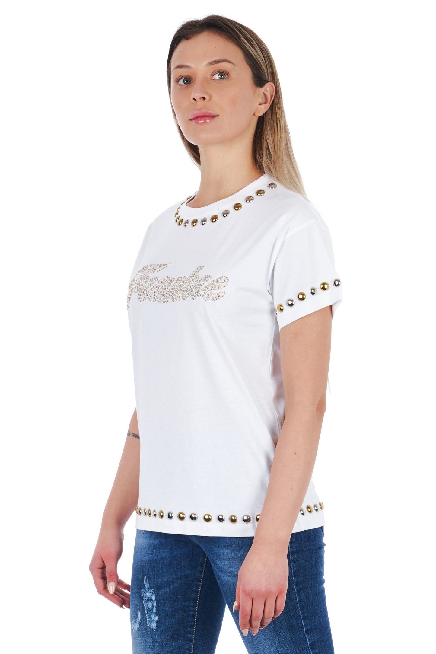 Frankie Morello White Cotton Women T-Shirt