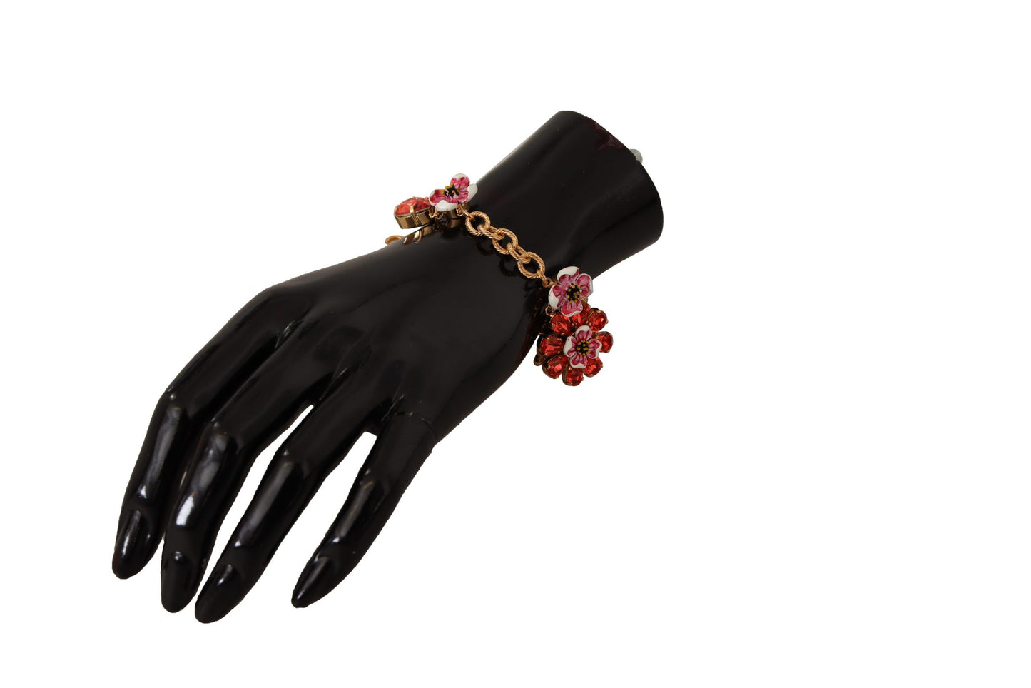 Dolce & Gabbana Elegant Gold Chain Bracelet with Red Crystals