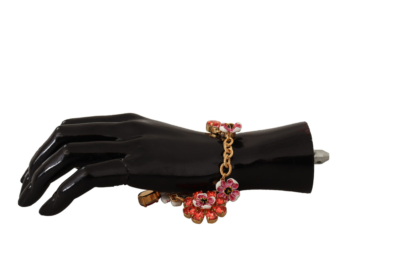 Dolce & Gabbana Elegant Gold Chain Bracelet with Red Crystals