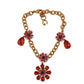 Dolce & Gabbana Elegant Gold Chain Bracelet with Red Crystals