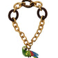 Dolce & Gabbana Champagne Crystal Parrot Charm Necklace