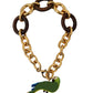 Dolce & Gabbana Champagne Crystal Parrot Charm Necklace