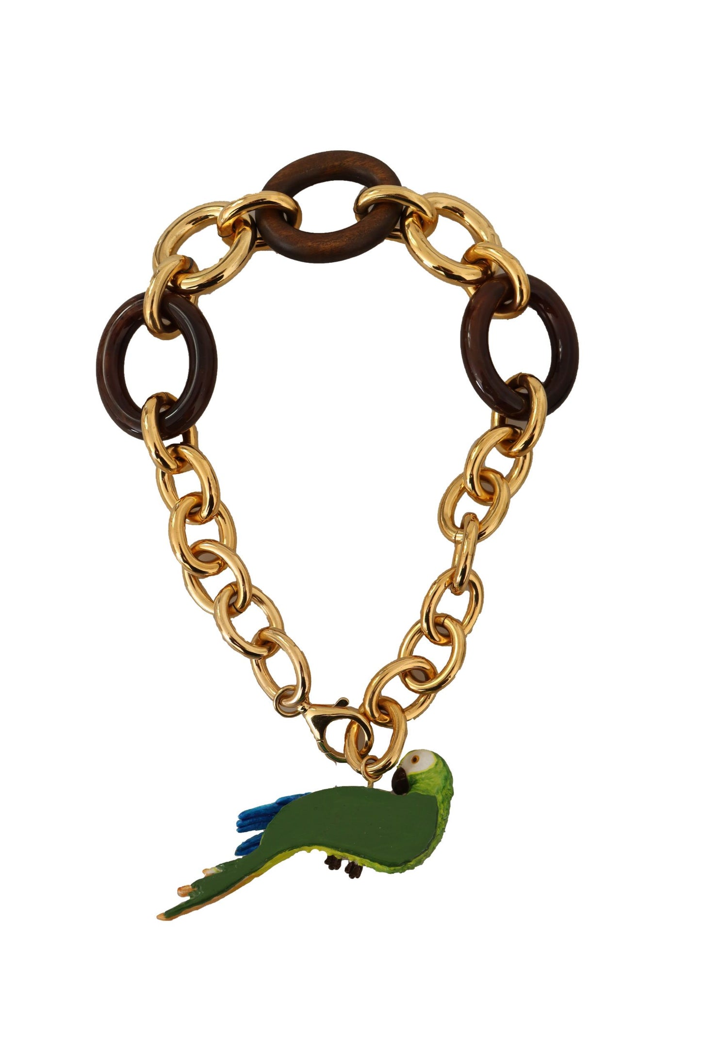 Dolce & Gabbana Champagne Crystal Parrot Charm Necklace