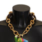 Dolce & Gabbana Champagne Crystal Parrot Charm Necklace