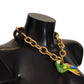 Dolce & Gabbana Champagne Crystal Parrot Charm Necklace