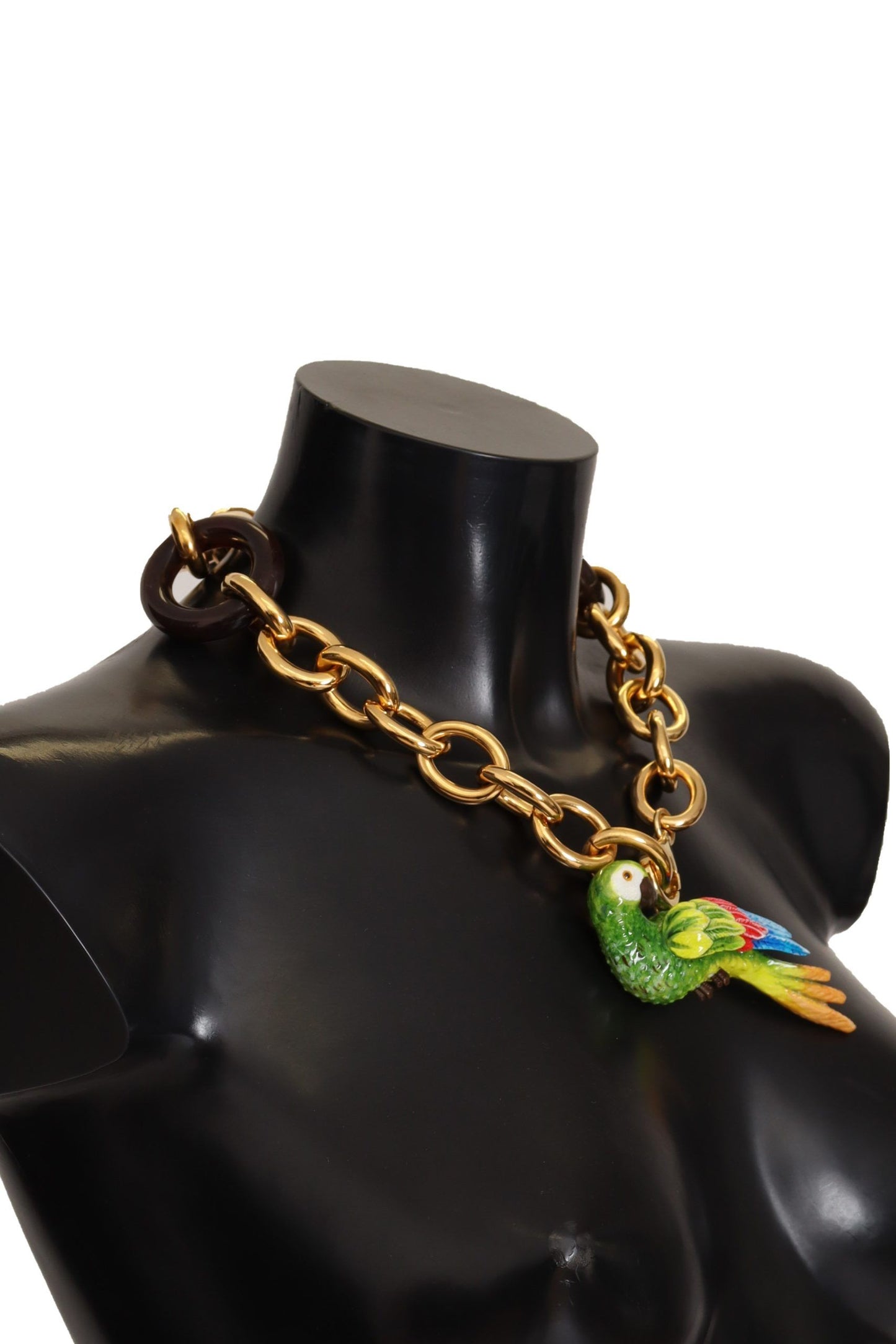 Dolce & Gabbana Champagne Crystal Parrot Charm Necklace