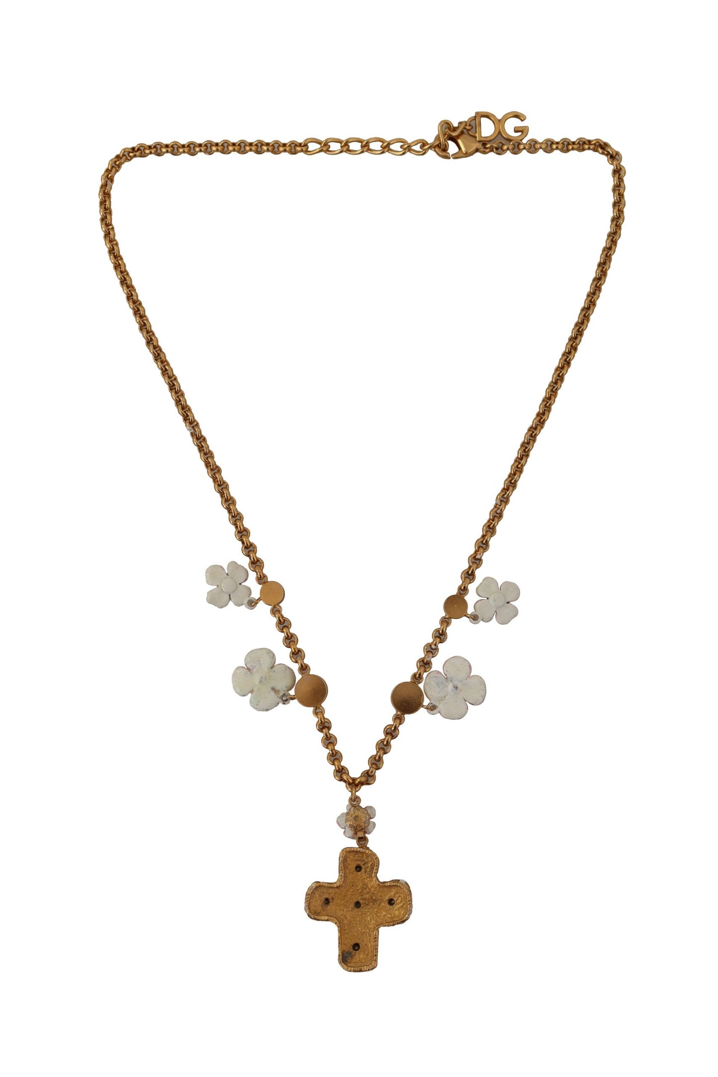 Dolce & Gabbana Elegant Gold Charm Cross Necklace