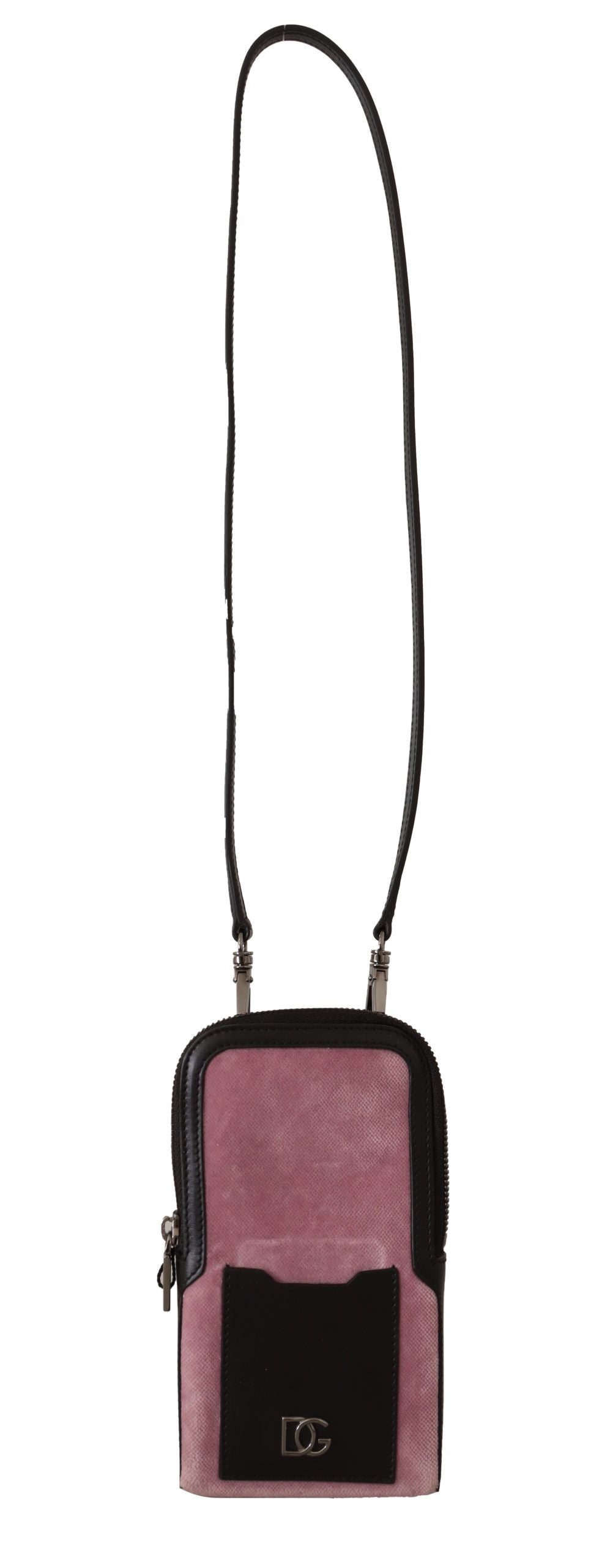 Dolce & Gabbana Elegant Pink Velvet Phone Pouch with Strap