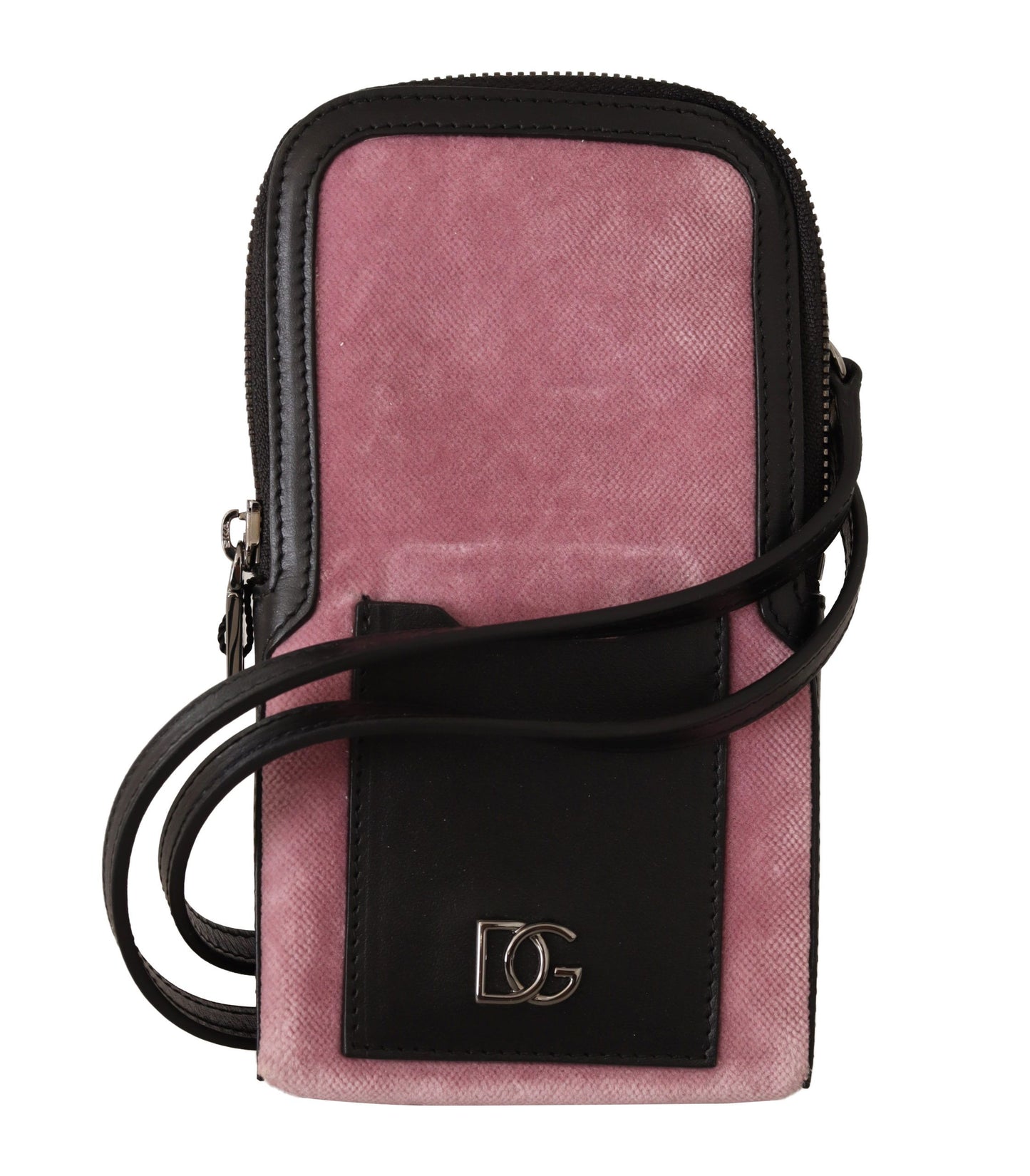 Dolce & Gabbana Elegant Pink Velvet Phone Pouch with Strap