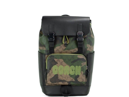 COACH Large Signature Camo Print Coated Canvas Track Backpack Bookbag