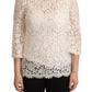 Dolce & Gabbana Elegant White Floral Lace Top with 3/4 Sleeves