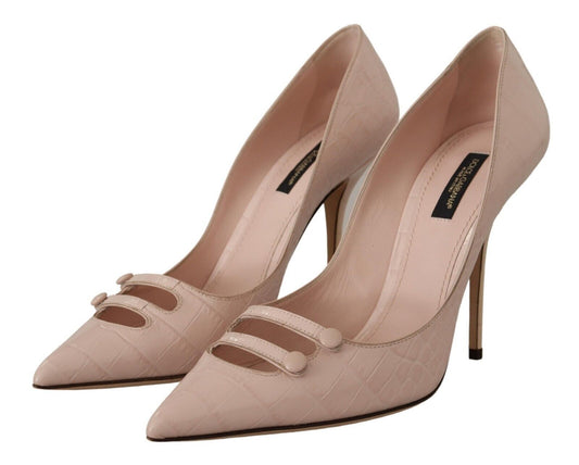 Dolce & Gabbana Elegant Light Pink Leather Pumps