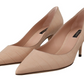 Dolce & Gabbana Elegant Nude Mid-Heel Leather Pumps