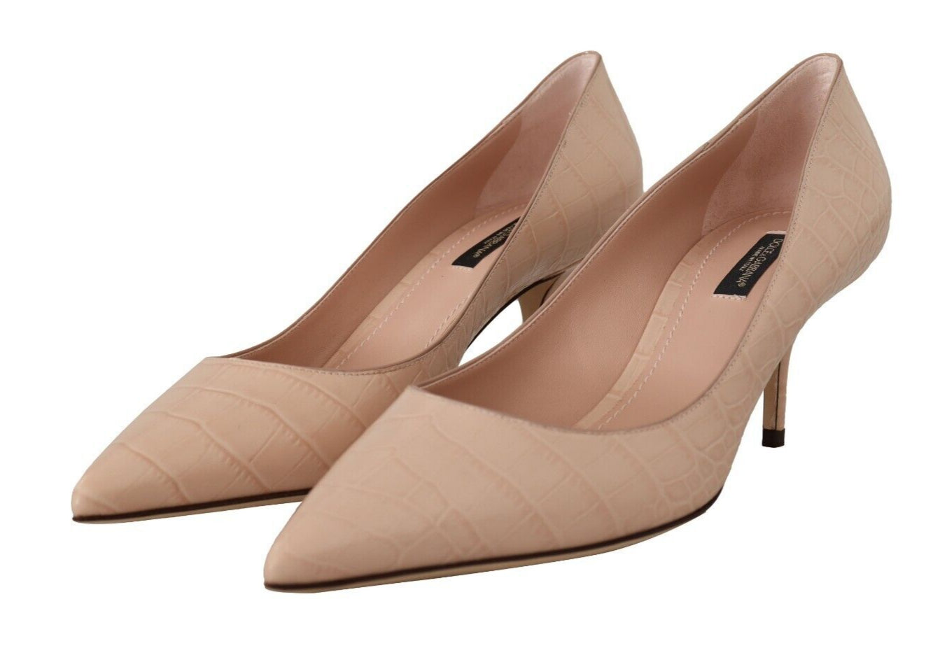 Dolce & Gabbana Elegant Nude Mid-Heel Leather Pumps